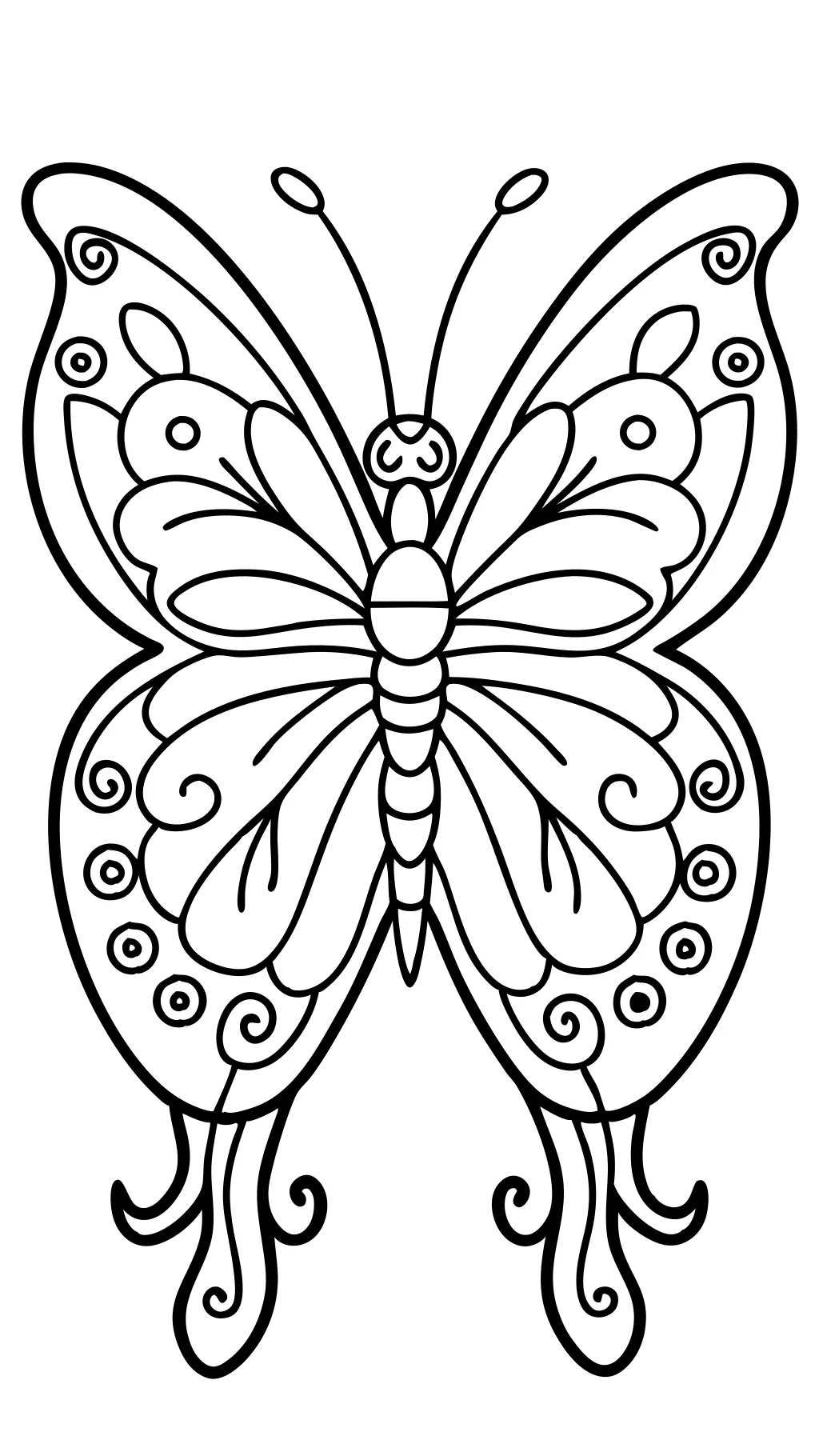 Página para colorear imprimible de mariposa